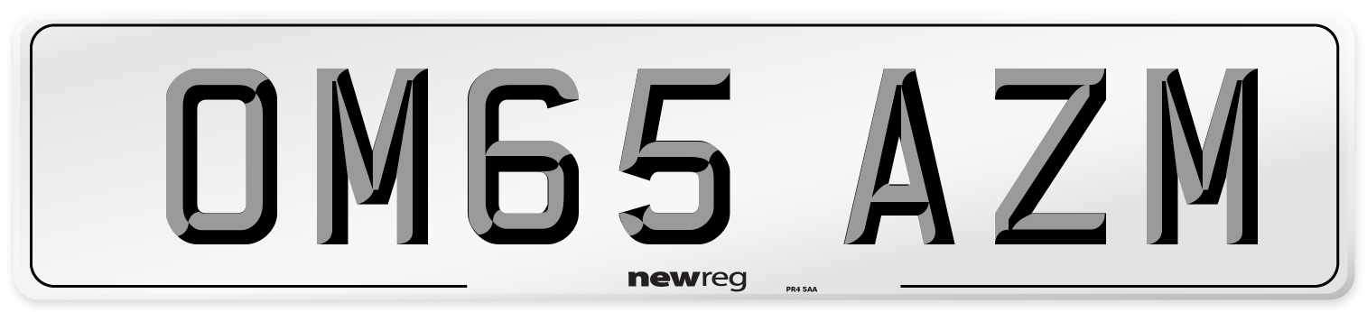 OM65 AZM Number Plate from New Reg